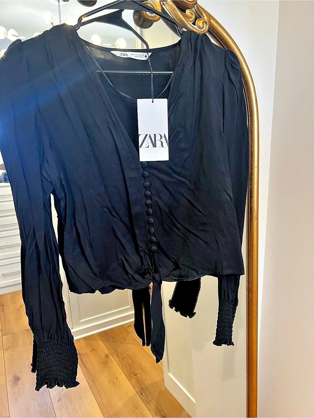 ZARA Long Sleeve Blouse in Black NWT